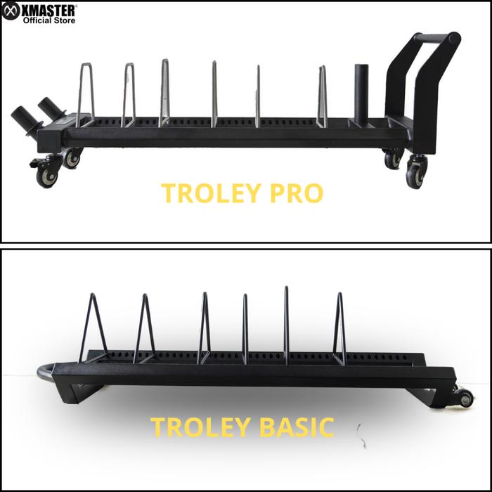 XMASTER Plate Storage Trolley Pro Stainless Steel Adjustable Holder 4 Roda Gym Komersial Crossfit - Trolley 2 Wheel