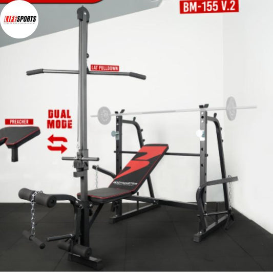 Bench Press BM-155V2 Lat Pull Down  Home Gym Preacher Curl Leg plus beban 40kg - beban pvc 40kg