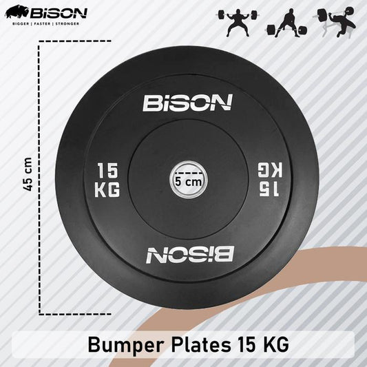 Bison 15 Kg Bumper Plates Olympic Training Bebanan Barbell Classic