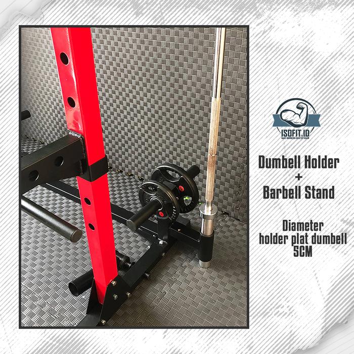 Half Two Column Squat Rack / Rangka Rak Barbell Multifungsi bisa untuk squat, pull up, dll - Full Hitam