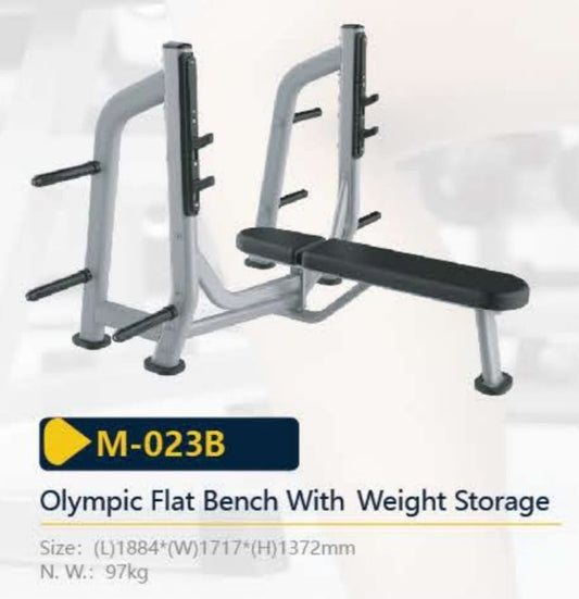 Bench Press Flat / Olympic Flat Bench / With Weight Storage (Luxury) Merk Body Strong