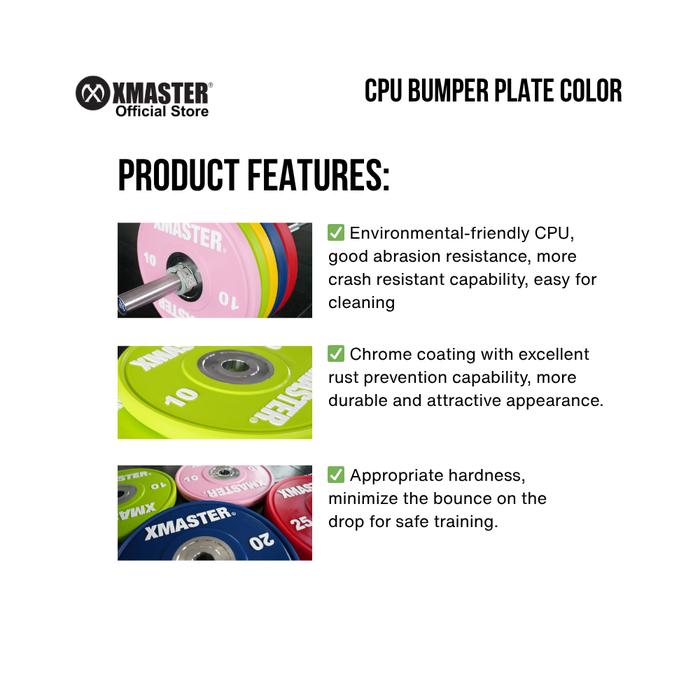 XMASTER Bundle - CPU Bumper Plate Set 140kg + Training Barbell 15kg + Plate Storage + Change Plate