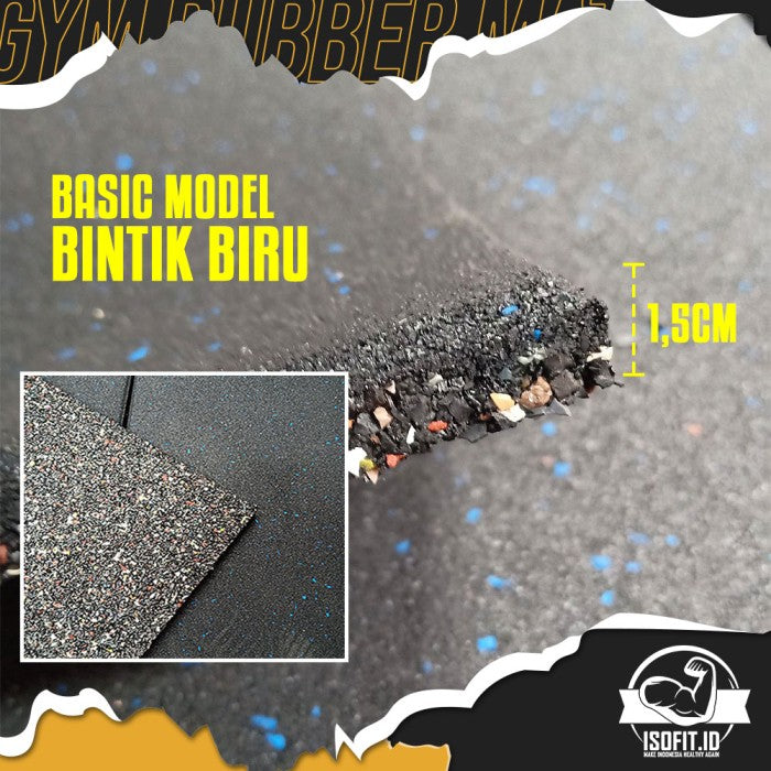 Gym Rubber Floor Mat / Karpet Lantai Karet Tempat Fitness - 1,5CM BIRU