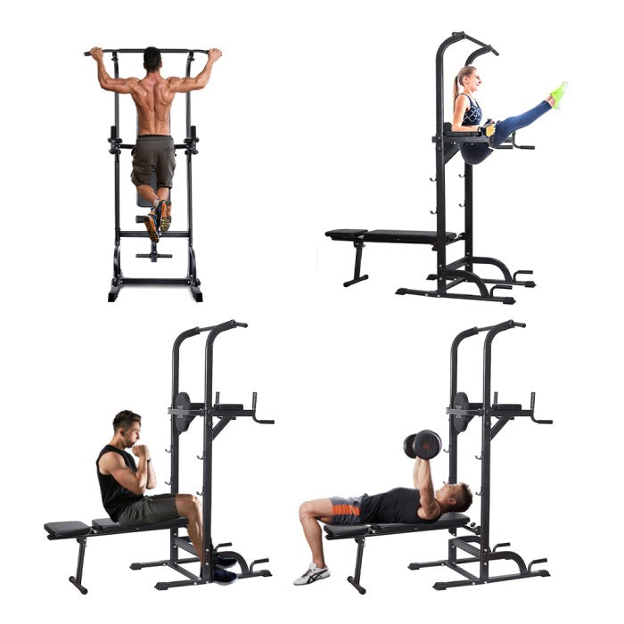 OneTwoFit Multi-Function Power Tower Pull Up Bar Station Chin Up with Sit Up Bench Alat Olahraga
