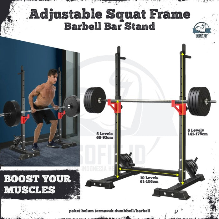Adjustable Squat Frame / Barbell Bar Stand / Plat Dumbbell Rack