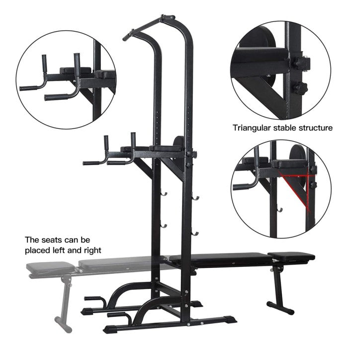 OneTwoFit Multi-Function Power Tower Pull Up Bar Station Chin Up with Sit Up Bench Alat Olahraga