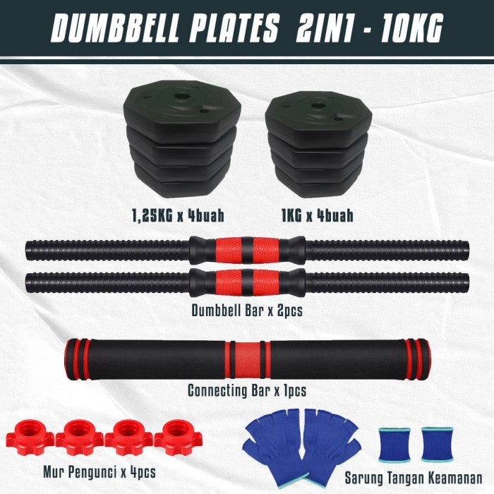 DUMBELL SET / Barbel / Alat Angkat Beban / Alat Fitness - TRI 2IN1-20KG