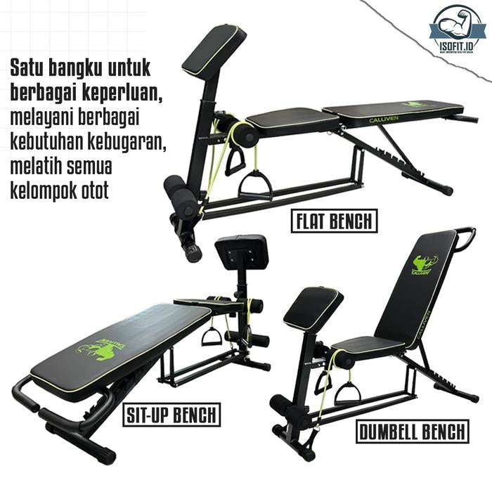 Adjustable Bench Press / Kursi Gym Multifungsi / Kursi Latihan Kebugaran dengan tali resistensi - YLD-53