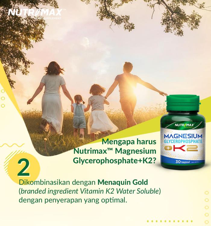 Nutrimax Vitamin Magnesium Glycerophosphate + K2 Mengandung Givomag Calcium Vitamin K2 Water Soluble