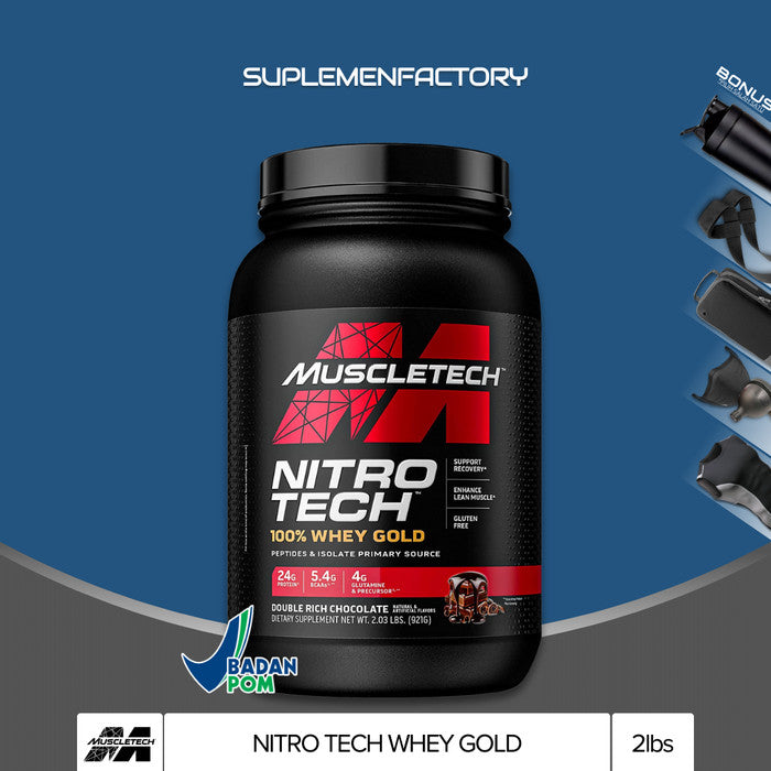 Muscletech Nitrotech Whey Gold 2,2lbs 2,2 lbs 2lb Protein Isolate 2lbs - Coklat