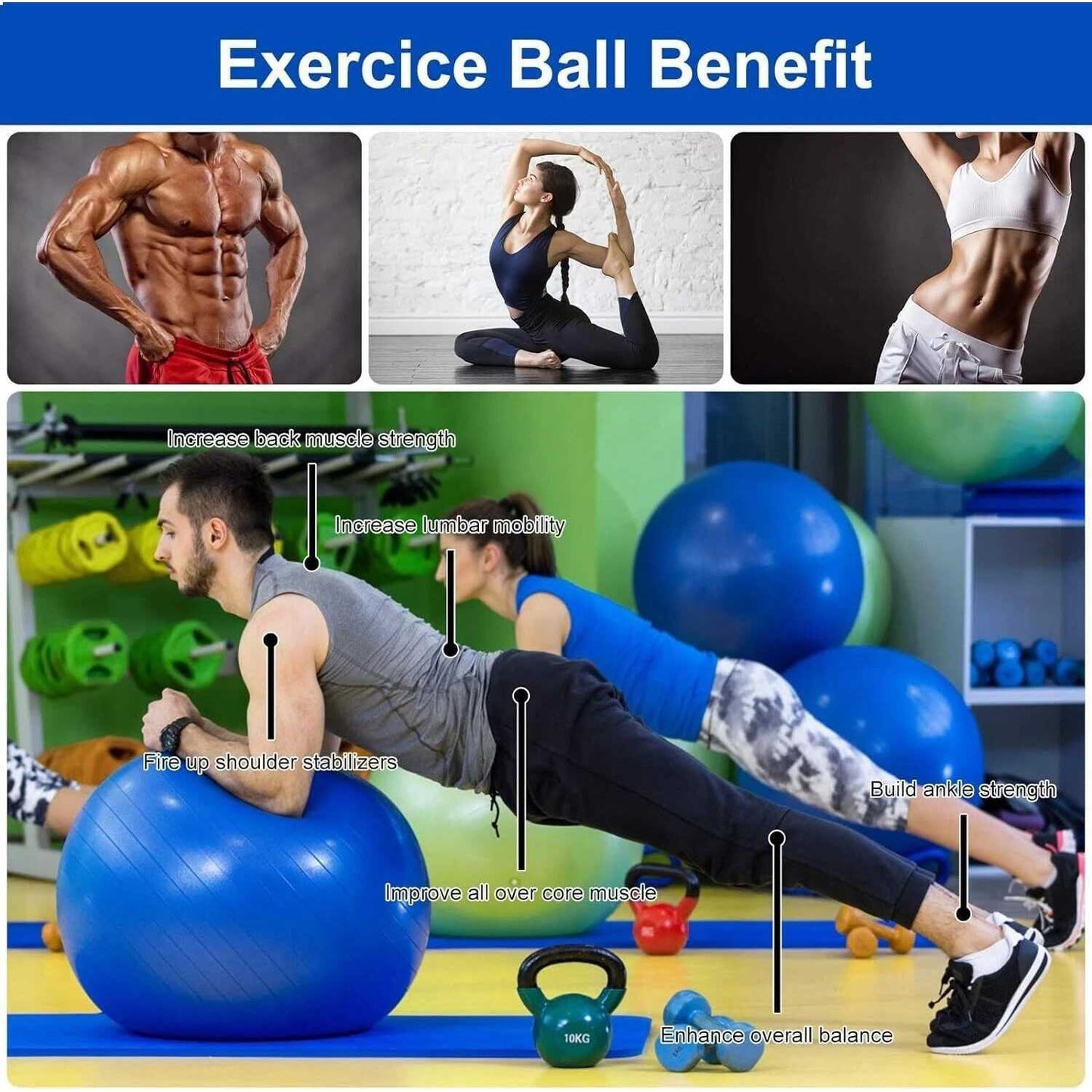 Gym Ball Bola Yoga Pilates Fitness PVC