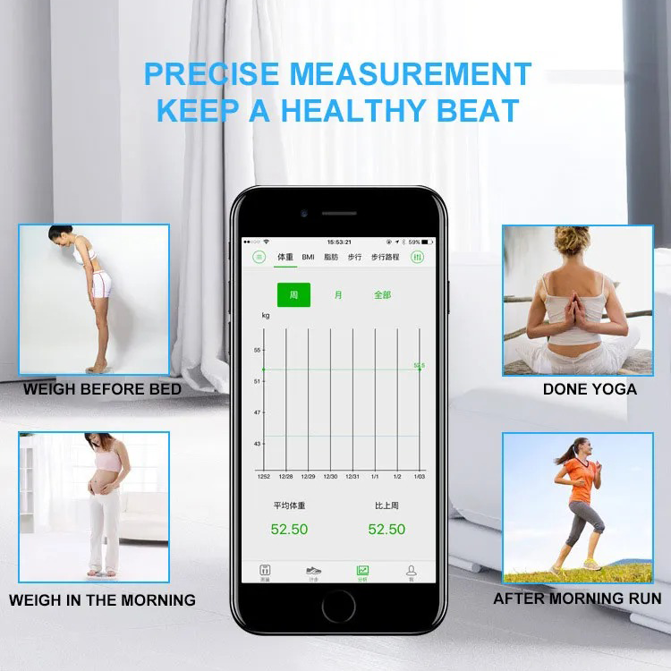 HFY Timbangan Badan Digital BMI Monitor Smart App 180kg Rechargeable - ZY000219