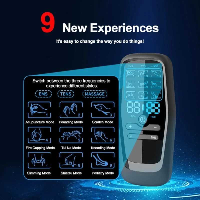 HMELLY Alat Pijat Elektrik Akupuntur Tempel TENS EMS 9 Mode 10 Pad - M858-10