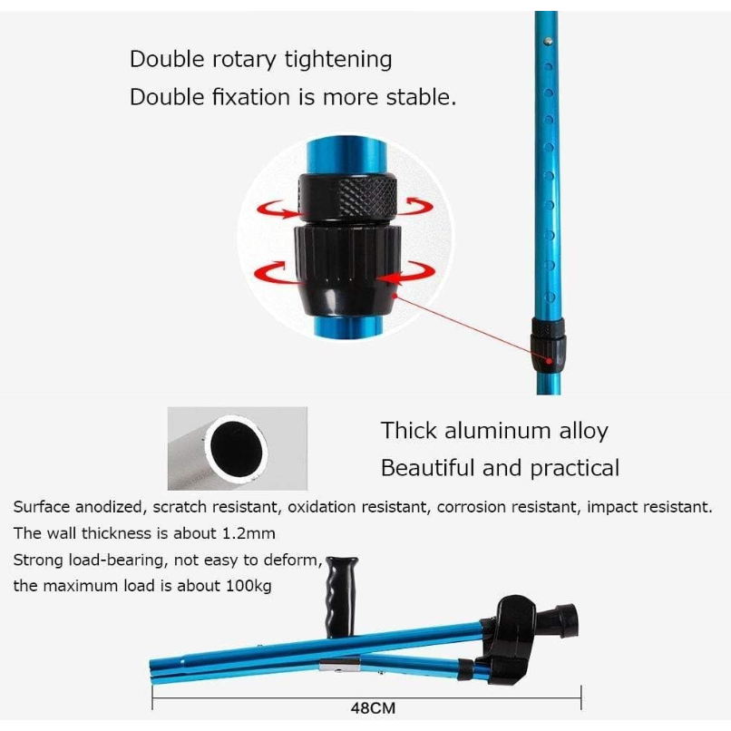 HWSY Tongkat Jalan F Lipat Walking Stick Crutch Foldable Adjustable - HW-8