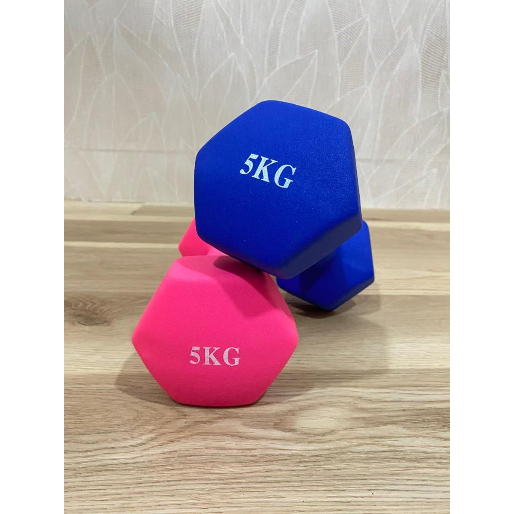 POTENCE DUMBEL NEOPRENE 5KG / BARBEL VINYL 5 KG / DUMBELL GYM YOGA MAT BALL 5KG