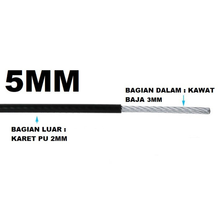 TALI KABEL SLING GYM CABLE SLING ALAT FITNESS IMPORT HARGA UNTUK PER METER