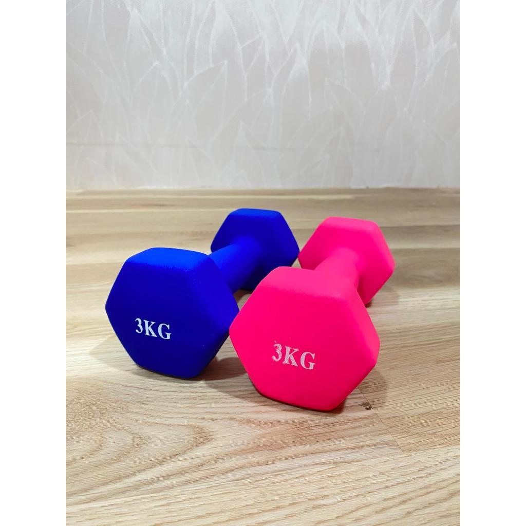 POTENCE DUMBEL NEOPRENE 3KG / BARBEL VINYL 3 KG / DUMBELL GYM YOGA MAT BALL 3KG
