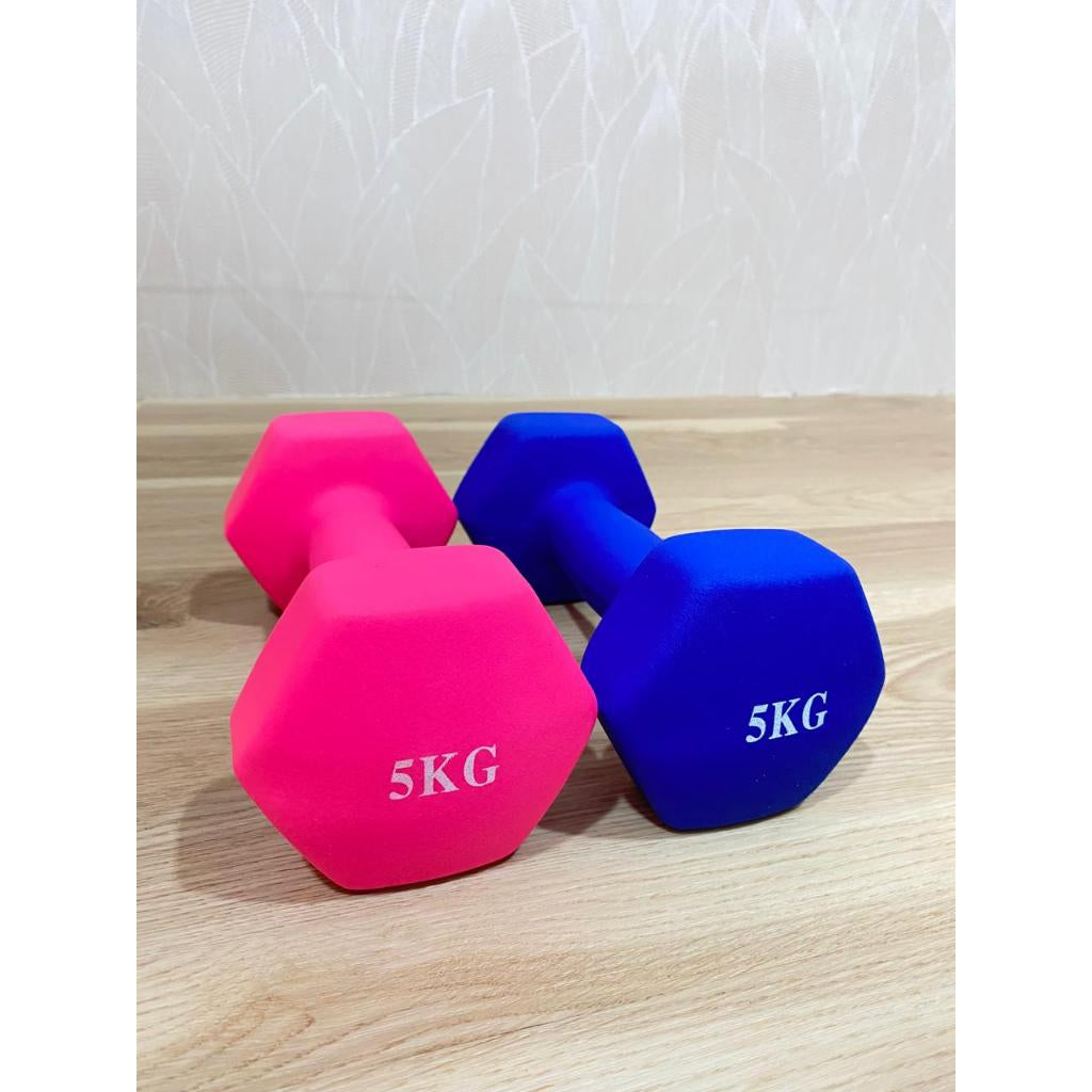 POTENCE DUMBEL NEOPRENE 5KG / BARBEL VINYL 5 KG / DUMBELL GYM YOGA MAT BALL 5KG