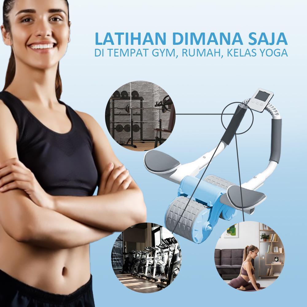 POTENCE AB WHEEL DOUBLE WHEEL / ABDOMINAL ROLLER / AB ROLLER / PLANK TRAINER 2 in 1 / PUSH UP STAND BAR ALAT GYM