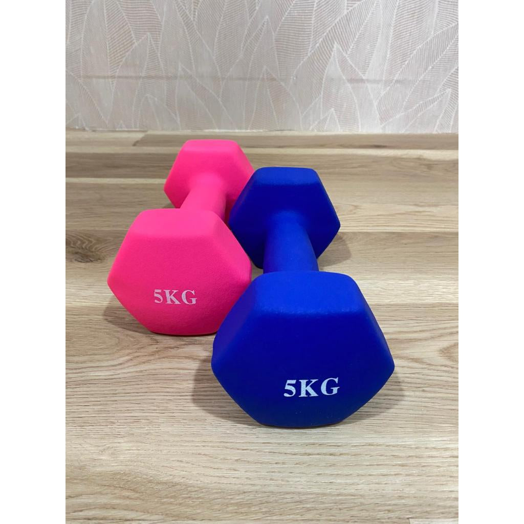 POTENCE DUMBEL NEOPRENE 5KG / BARBEL VINYL 5 KG / DUMBELL GYM YOGA MAT BALL 5KG