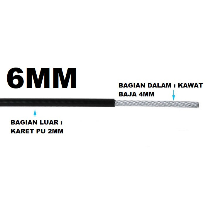 TALI KABEL SLING GYM CABLE SLING ALAT FITNESS IMPORT HARGA UNTUK PER METER