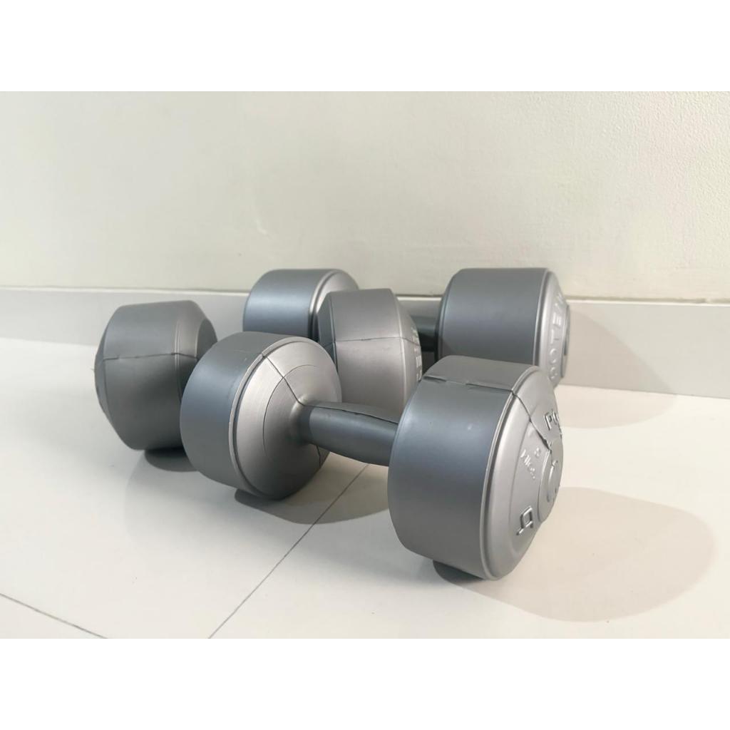 POTENCE BARBEL KOSONGAN / DUMBEL TANPA ISI WARNA SILVER ( SUDAH INCLUDE TUTUP )