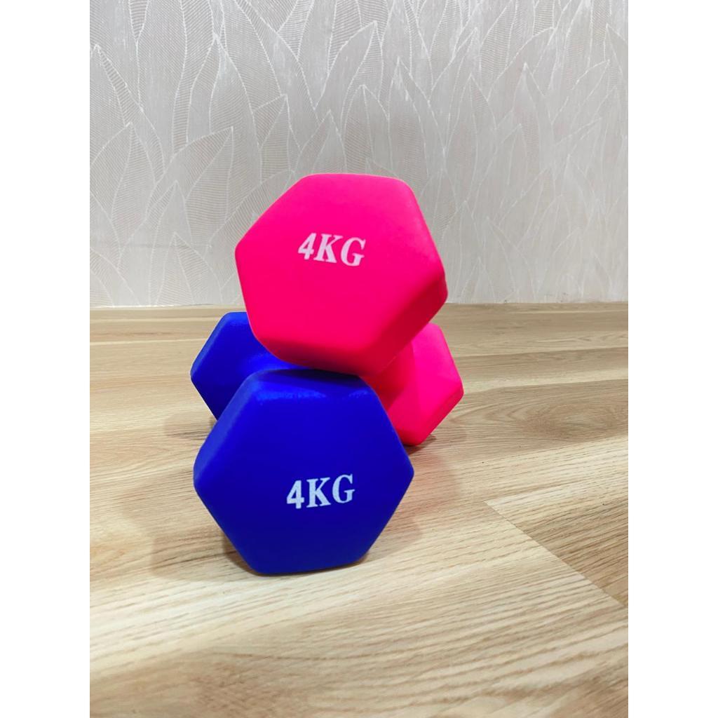 POTENCE DUMBEL NEOPRENE 4KG / BARBEL VINYL 4 KG / DUMBELL GYM YOGA MAT BALL 4KG
