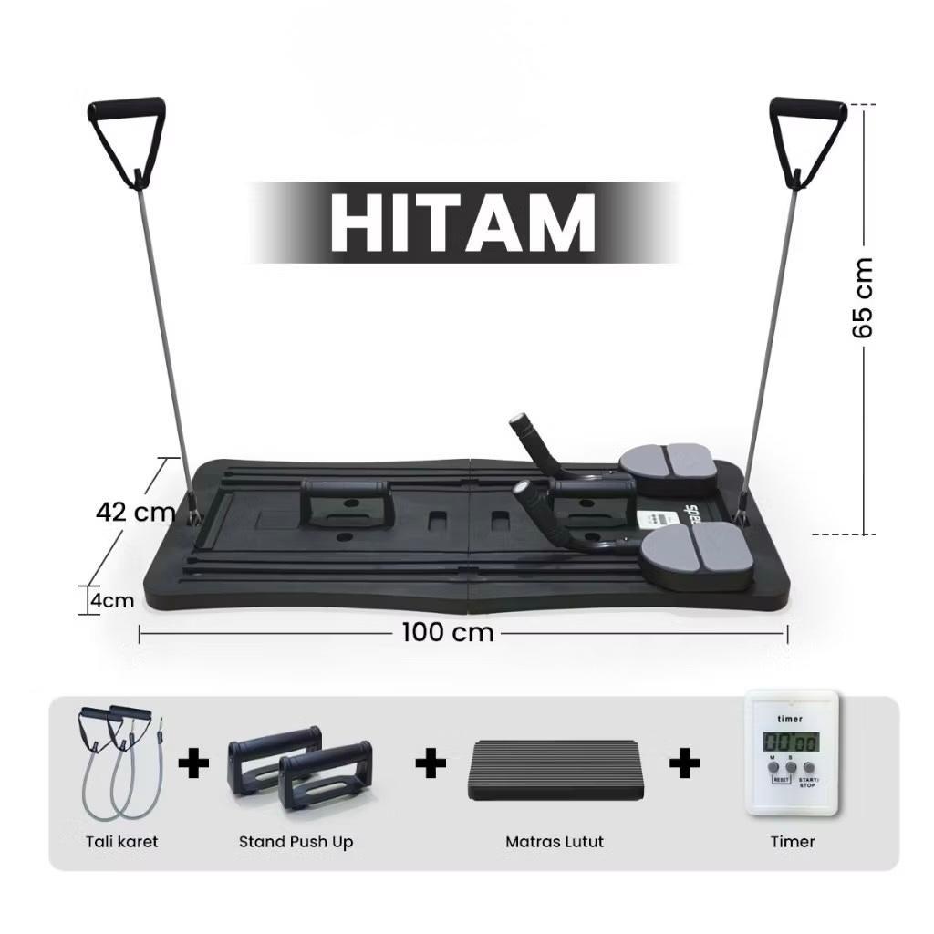 POTENCE Papan Pilates Papan Perut Latihan Perut Aerobik 4 In 1 Push Up Ab Wheel Alat Sit Up Gym Olahraga Fitness