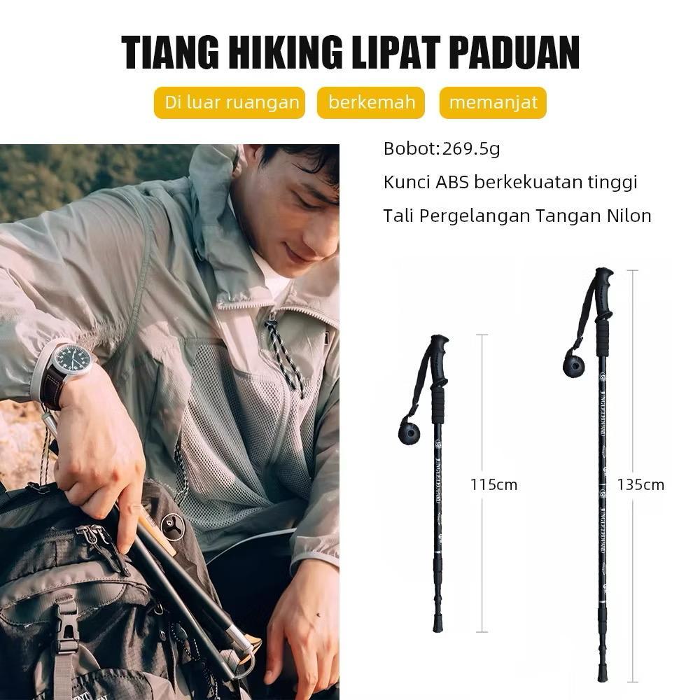 POTENCE Tracking Pole Adjustable 65-135cm Tongkat Gunung Anti Slip Tongkat Hiking Trekking Pole Aluminium