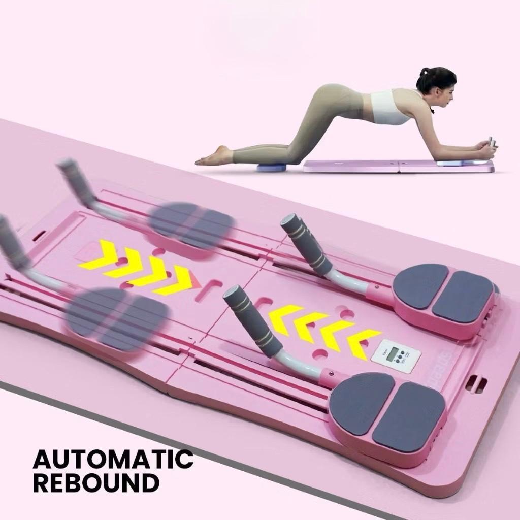 POTENCE Papan Pilates Papan Perut Latihan Perut Aerobik 4 In 1 Push Up Ab Wheel Alat Sit Up Gym Olahraga Fitness