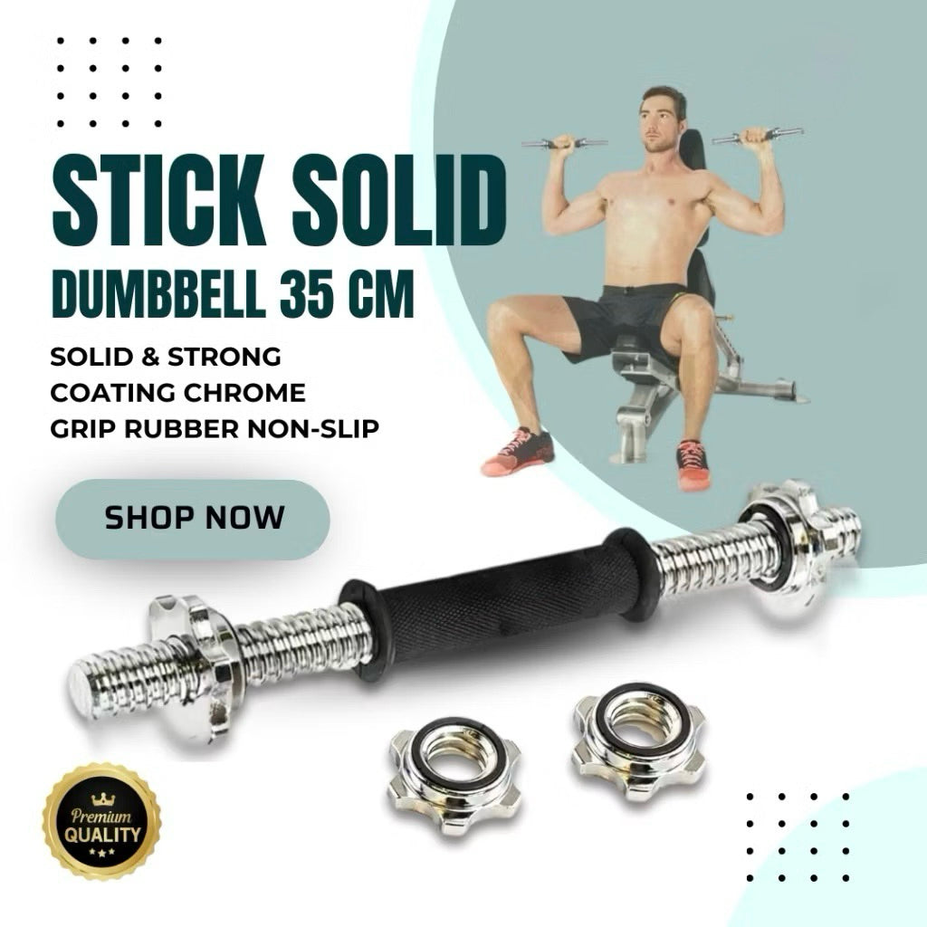 POTENCE STIK PENDEK LURUS BARBEL DUMBELL BARBEL STICK SOLID STRAIGHT BAR 35CM