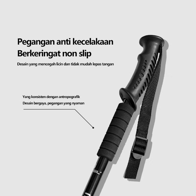 POTENCE Tracking Pole Adjustable 65-135cm Tongkat Gunung Anti Slip Tongkat Hiking Trekking Pole Aluminium