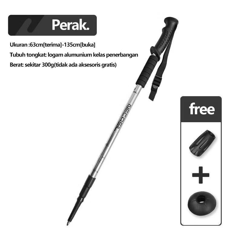 POTENCE Tracking Pole Adjustable 65-135cm Tongkat Gunung Anti Slip Tongkat Hiking Trekking Pole Aluminium