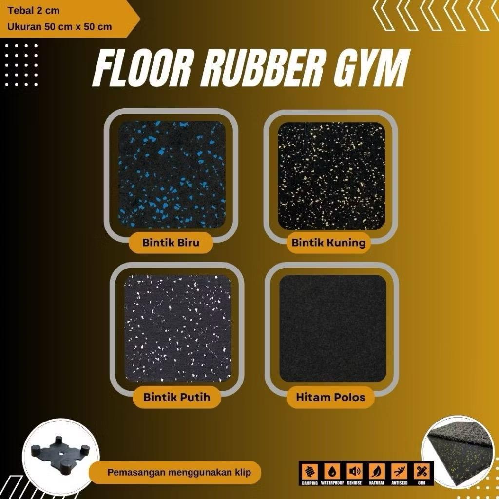 POTENCE Gym Rubber Floor Mat / Matras Gym Olahraga Empuk Waterproof Bahan Rubber Evamat / Karpet Lantai Karet Tempat Fitness - ukuran 50cm x 50cm