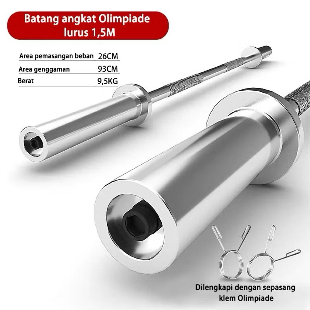 POTENCE Stick Barbel Rod 120cm 150cm Free Weight Plate Stopper Diameter Lubang 2.5cm 5cm Stick Barbel Olimpiade Batang Lurus Melengkung Barbel Stick Straight Bar Stik Barbell Dumbell Dumbbell