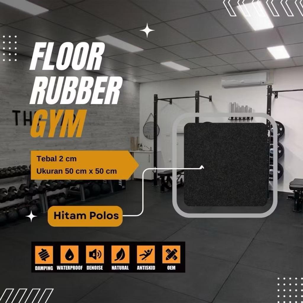 POTENCE Gym Rubber Floor Mat / Matras Gym Olahraga Empuk Waterproof Bahan Rubber Evamat / Karpet Lantai Karet Tempat Fitness - ukuran 50cm x 50cm