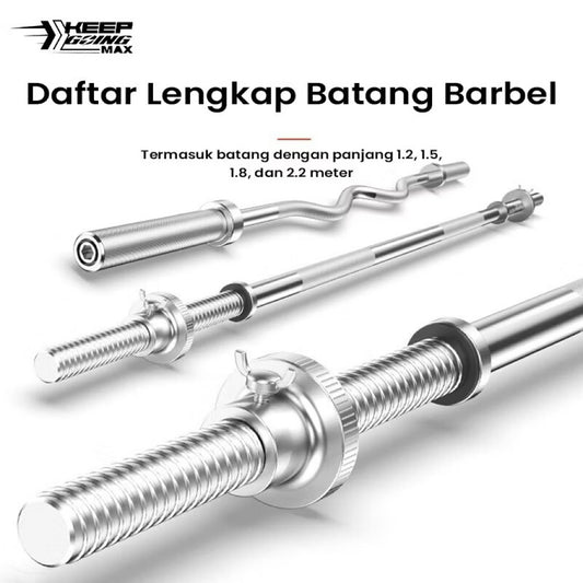 POTENCE Stick Barbel Rod 120cm 150cm Free Weight Plate Stopper Diameter Lubang 2.5cm 5cm Stick Barbel Olimpiade Batang Lurus Melengkung Barbel Stick Straight Bar Stik Barbell Dumbell Dumbbell