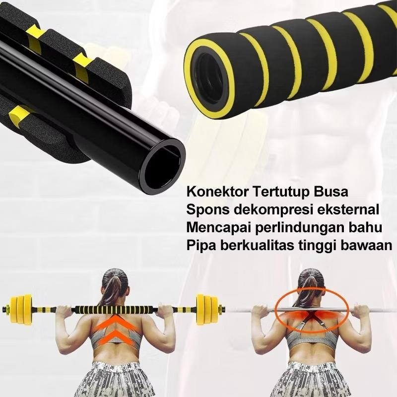 KHUSUS GOJEK Dumbell Barbel Set 10kg 15kg 20kg 30 kg Dumbbell Barbell Dumbel Barbel Set Besi Rubber 2 in 1 Alat Gym Fitness Olahraga Tiang Angkat Beban
