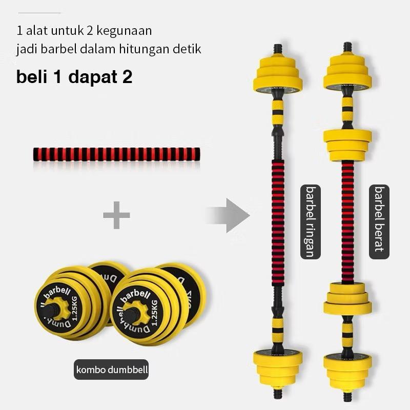 POTENCE Dumbell Barbel Set 20kg Dumbbell Set Barbell Set Besi Rubber 2 Pcs Barbel Dumbel Gym Fitness Olahraga Angkat Beban