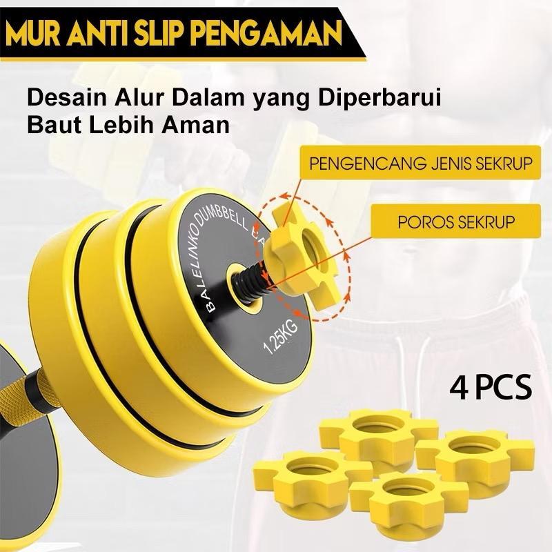 KHUSUS GOJEK Dumbell Barbel Set 10kg 15kg 20kg 30 kg Dumbbell Barbell Dumbel Barbel Set Besi Rubber 2 in 1 Alat Gym Fitness Olahraga Tiang Angkat Beban
