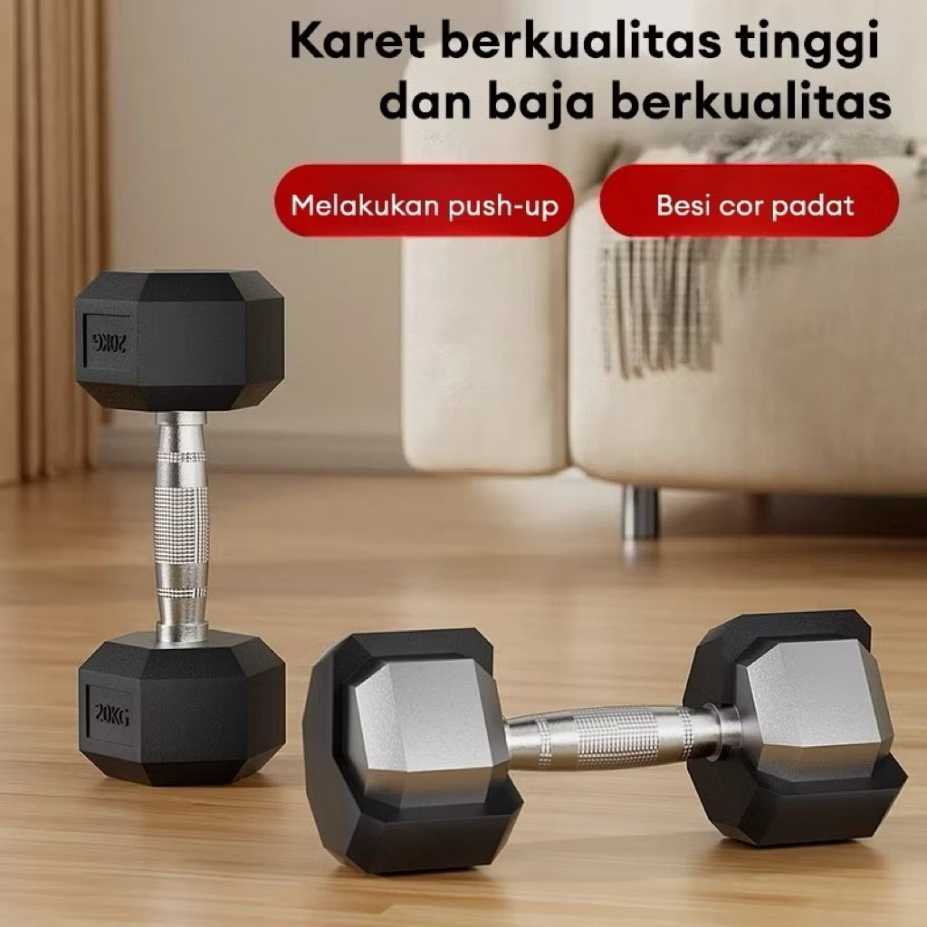 POTENCE DUMBELL HEXAGONAL 15KG DUMBEL DUMBBELL BARBEL HEXAGONAL 15 KG BARBEL BESI