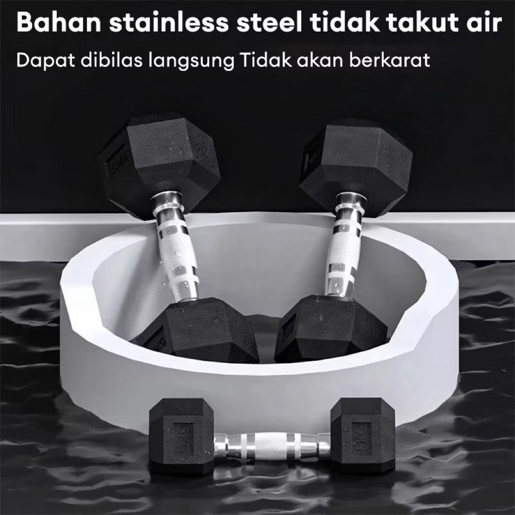 POTENCE DUMBELL HEXAGONAL 15KG DUMBEL DUMBBELL BARBEL HEXAGONAL 15 KG BARBEL BESI