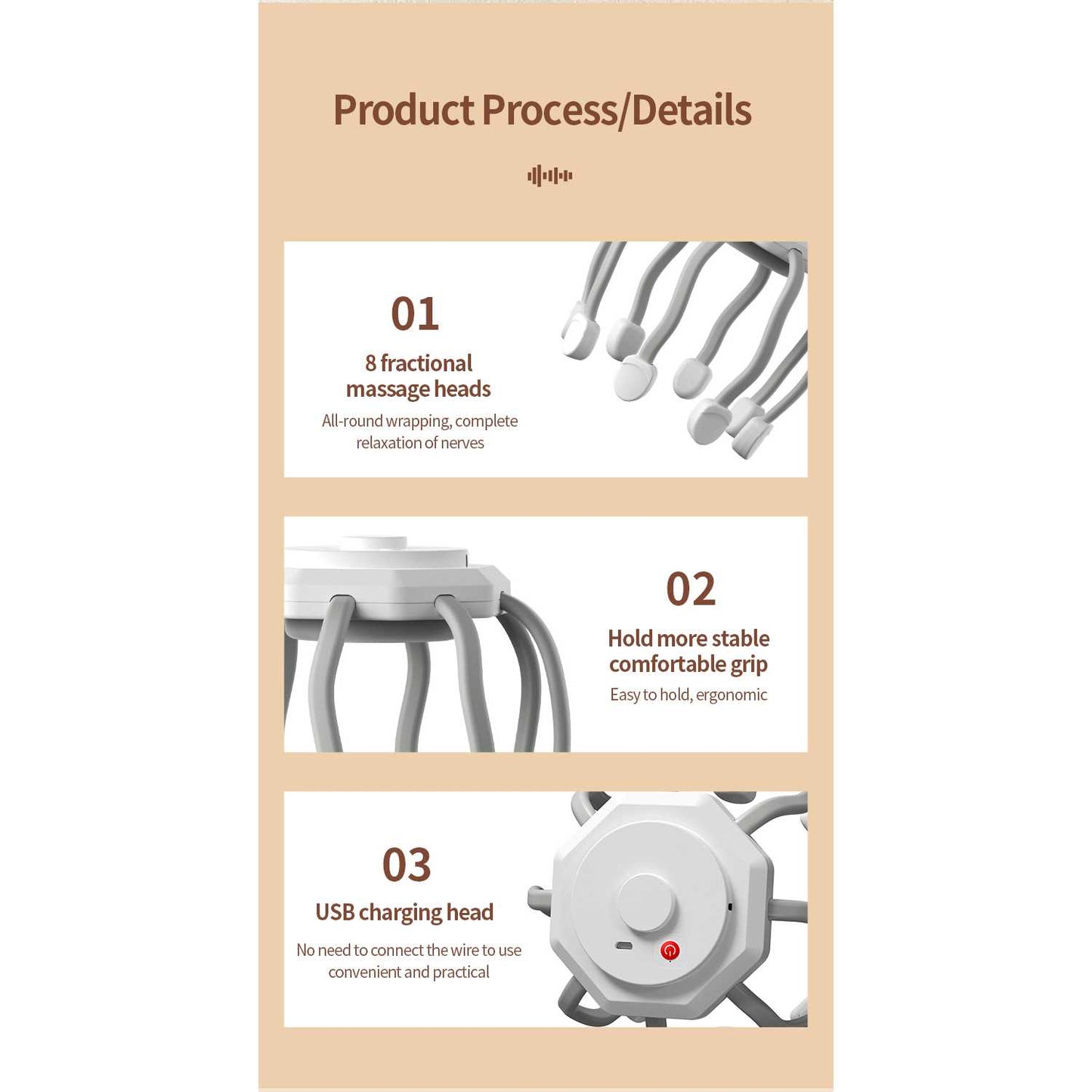 IMONE Alat Pijat Getar Kepala Elektrik Octopus Head Massager Vibration - LM-08