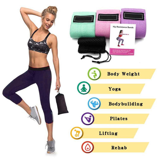 Isi 3 Pcs Hip Resistance Band Loop Karet Elastis Olahraga Fitness Gym