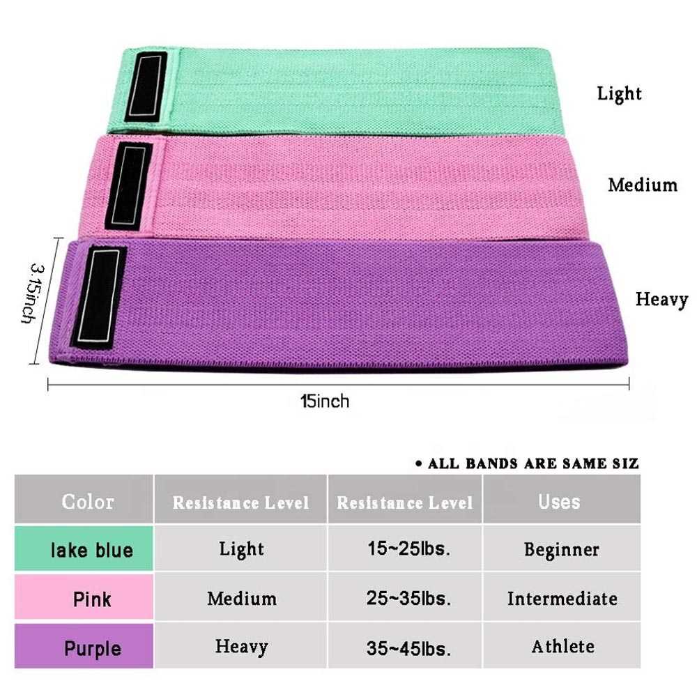 Isi 3 Pcs Hip Resistance Band Loop Karet Elastis Olahraga Fitness Gym