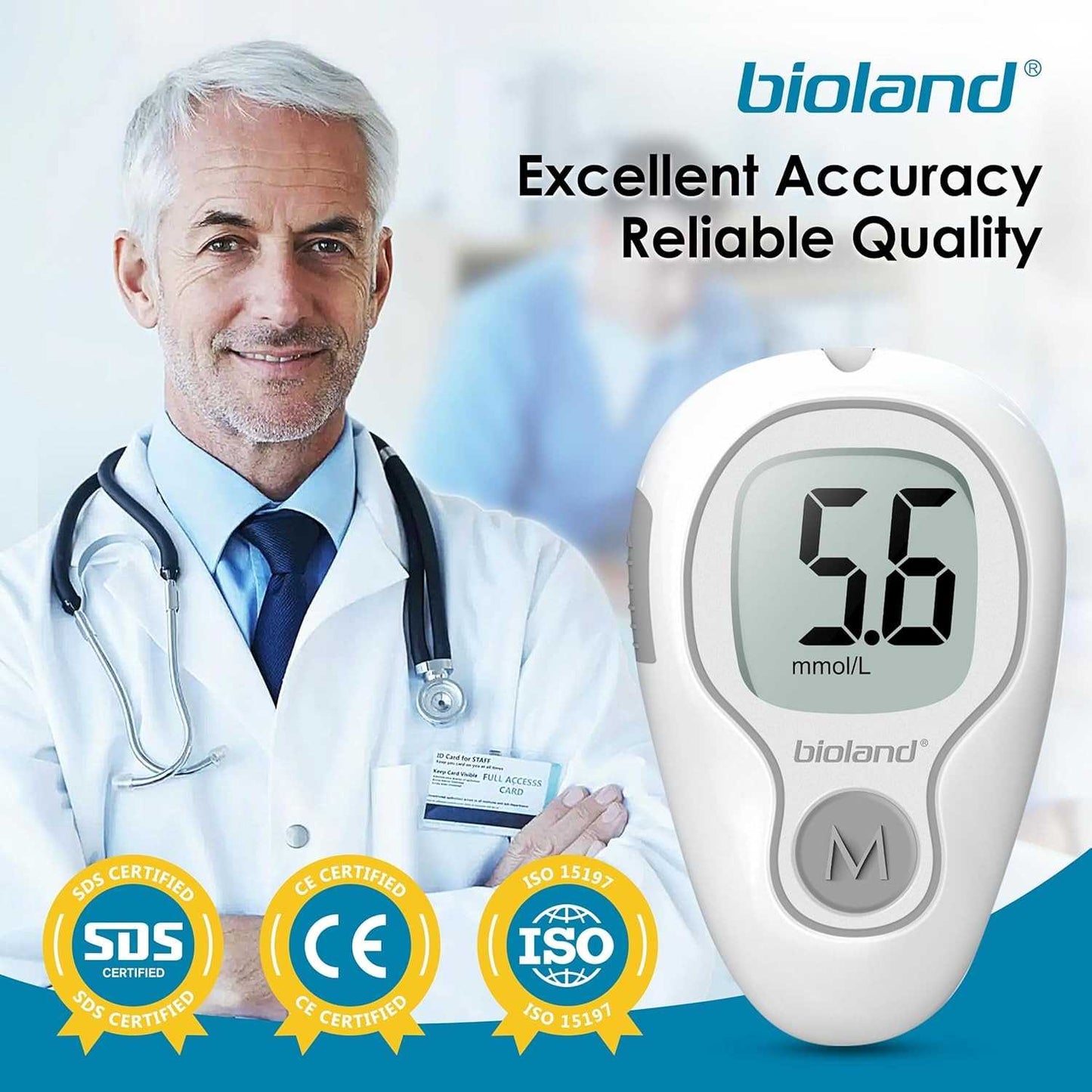 Bioland Alat Cek Gula Darah Glucometer Kit 50 Test Strips - G-425-3