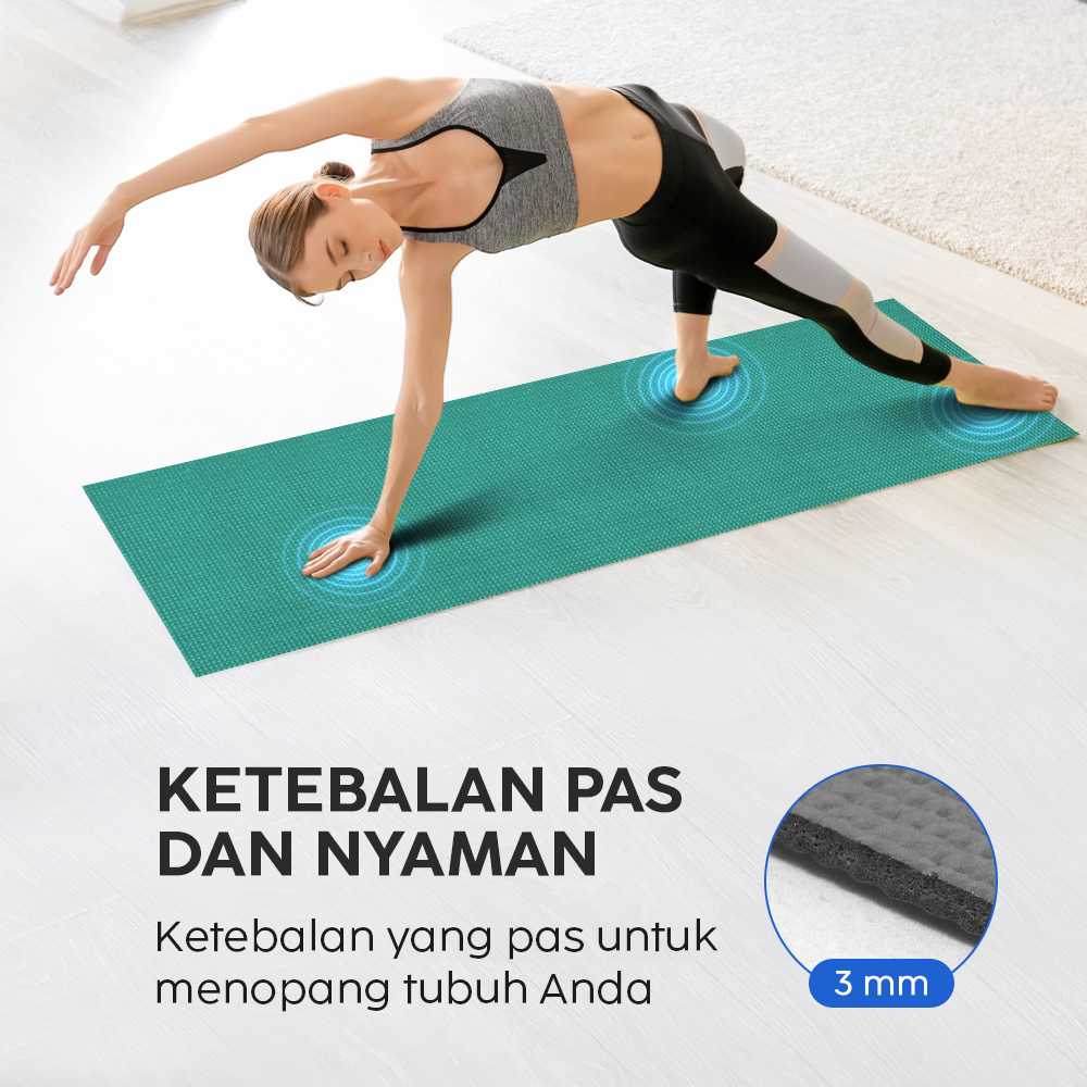 Matras Yoga Mat Pilates Anti Slip PVC 173x61cm - Q4