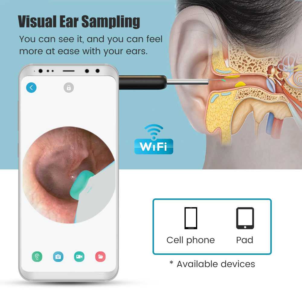 NATFIRE Kamera Endoskopi Pembersih Telinga Otoskop Endoscope HD WiFi - NE16