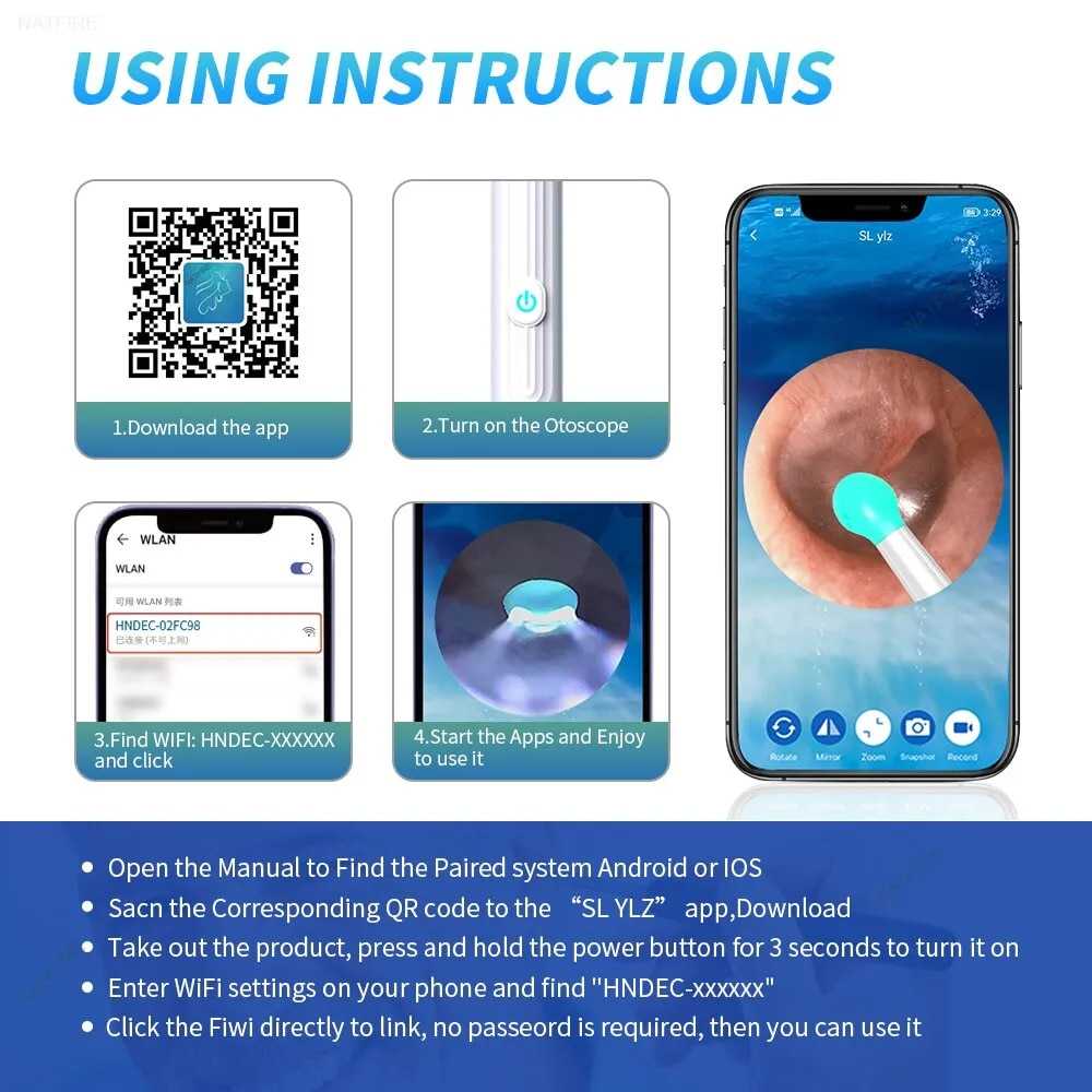 NEx Kamera Endoskopi Pembersih Telinga Otoskop Endoscope HD WiFi - NE7
