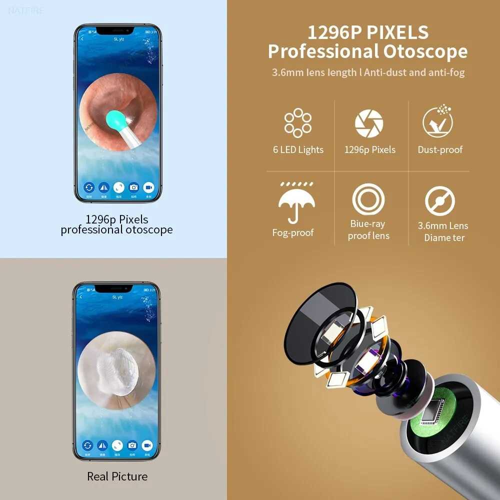 NEx Kamera Endoskopi Pembersih Telinga Otoskop Endoscope HD WiFi - NE7